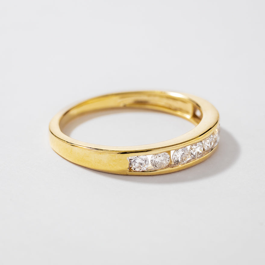 14K Channel Set Diamond Yellow Gold Wedding Band tw)