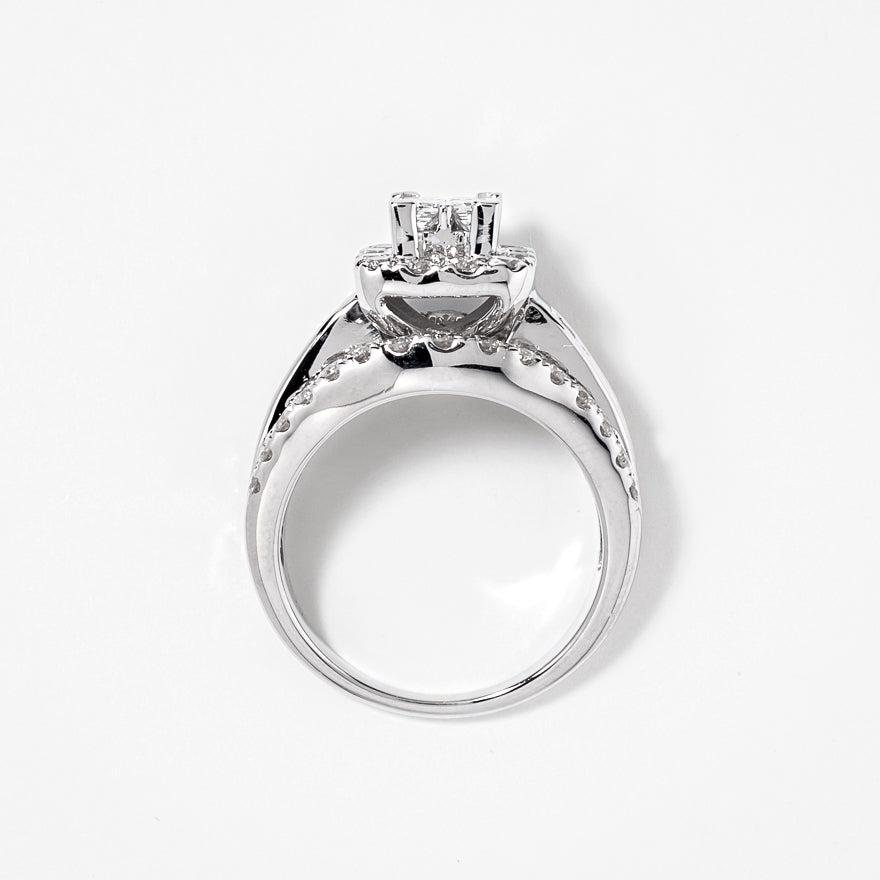 Halo Diamond Cluster Engagement Ring 14K White Gold (2.00ct tw)