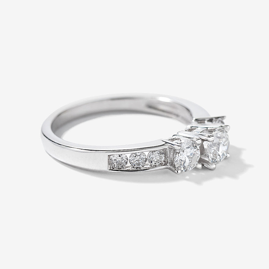 Three-Stone Diamond Engagement Ring in 10K White Gold (0.95 ct tw)