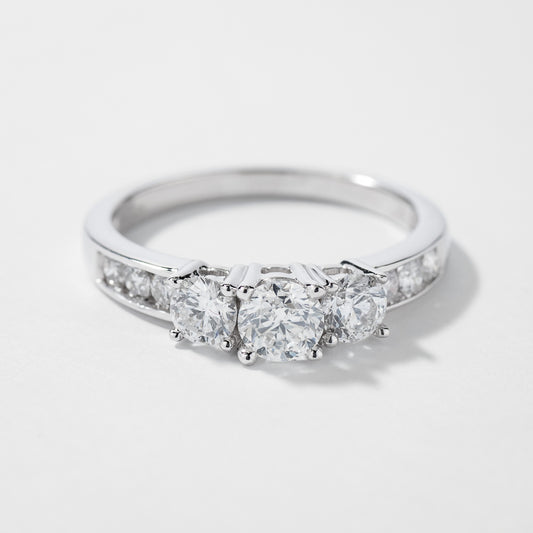 Three-Stone Diamond Engagement Ring in 10K White Gold (0.95 ct tw)