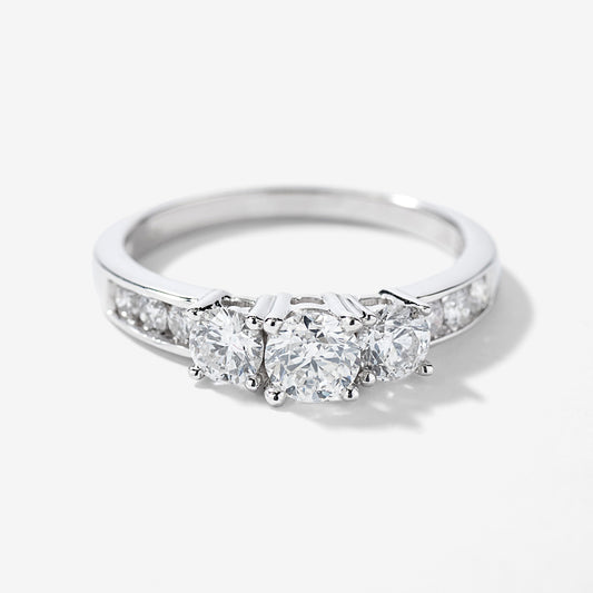 Three-Stone Diamond Engagement Ring in 10K White Gold (0.95 ct tw)