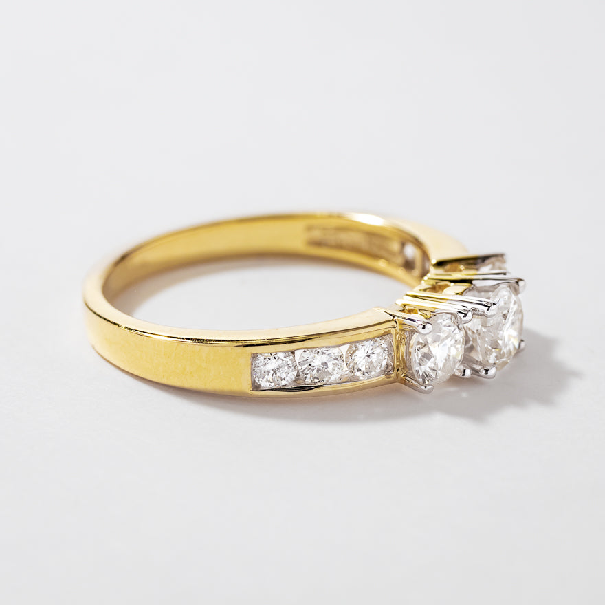 Three-Stone Diamond Engagement Ring 10K Gold (0.95 ct tw