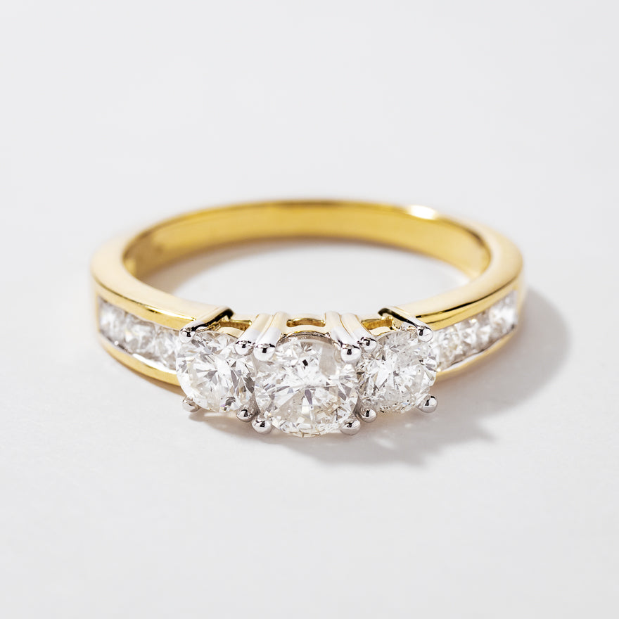 Three-Stone Diamond Engagement Ring in 10K Yellow Gold (0.95 ct tw)