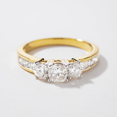 Three Stone Diamond Engagement Ring in 10K Yellow Gold 0.95 ct tw 5