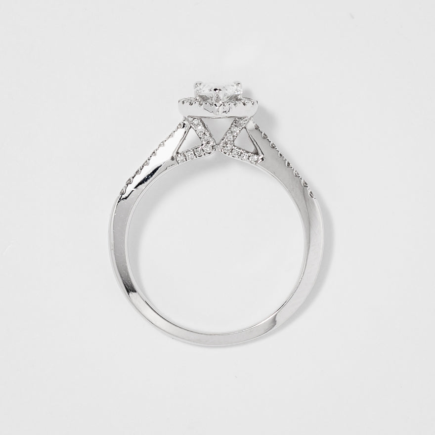 Pear Shape Diamond Halo Engagement Ring 14K White Gold (0.75ct tw)