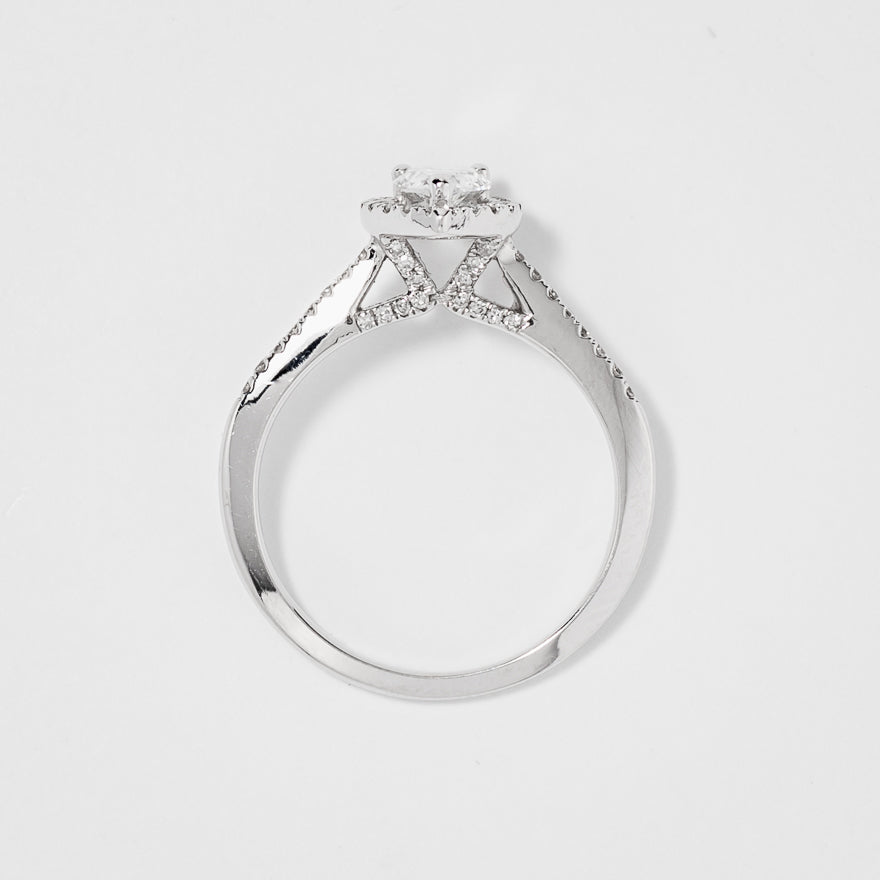 Pear Shape Diamond Halo Engagement Ring in 14K White Gold (0.75ct tw)