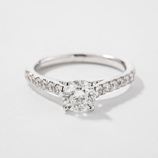 Diamond Accented Engagement Ring in 14K White Gold (1.00ct tw)