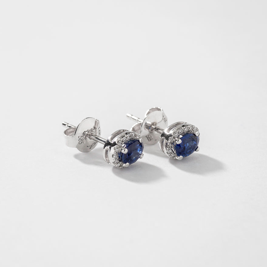 White gold sale sapphire earrings