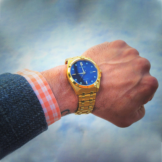 Citizen Corso Eco-Drive Blue Dial Gold Stainless Steel Watch | BM7103-51L
