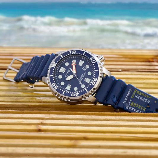Citizen Men's Promaster Diver Eco-Drive Blue Dial Blue Rubber Strap Watch | BN0151-09L