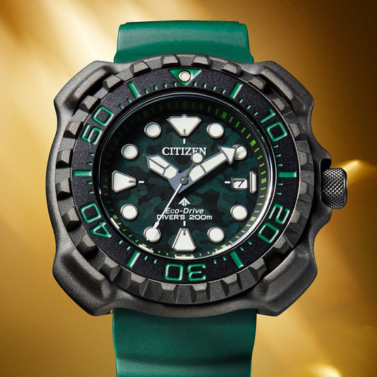 Citizen Eco-Drive Promaster Diver Green Dial Polyurethane Strap | BN0228-06W