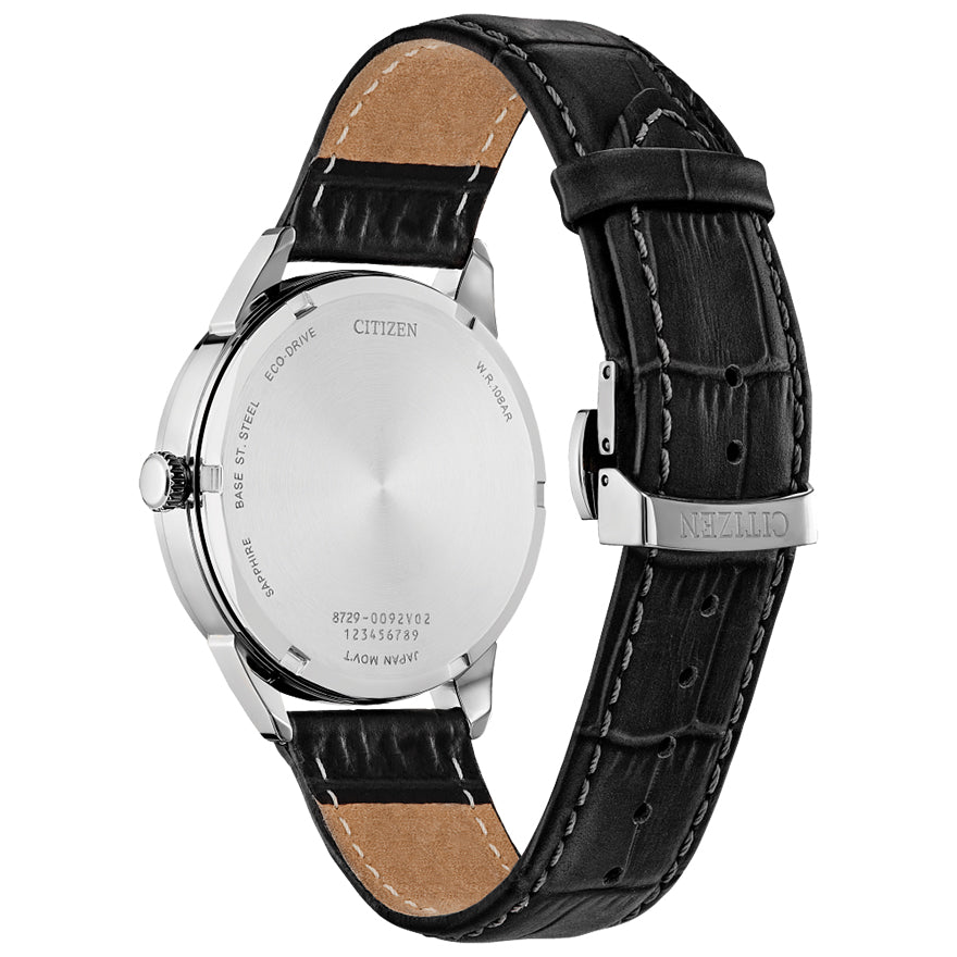 Silver dial leather strap watch hot sale