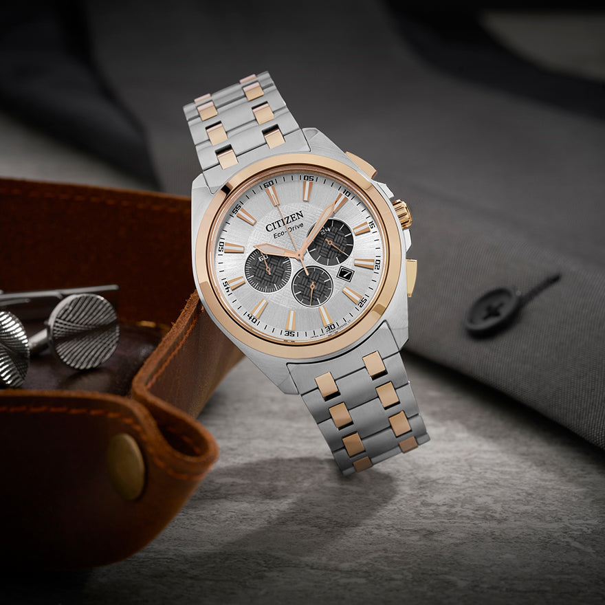 Citizen silver tone chronograph watch sale