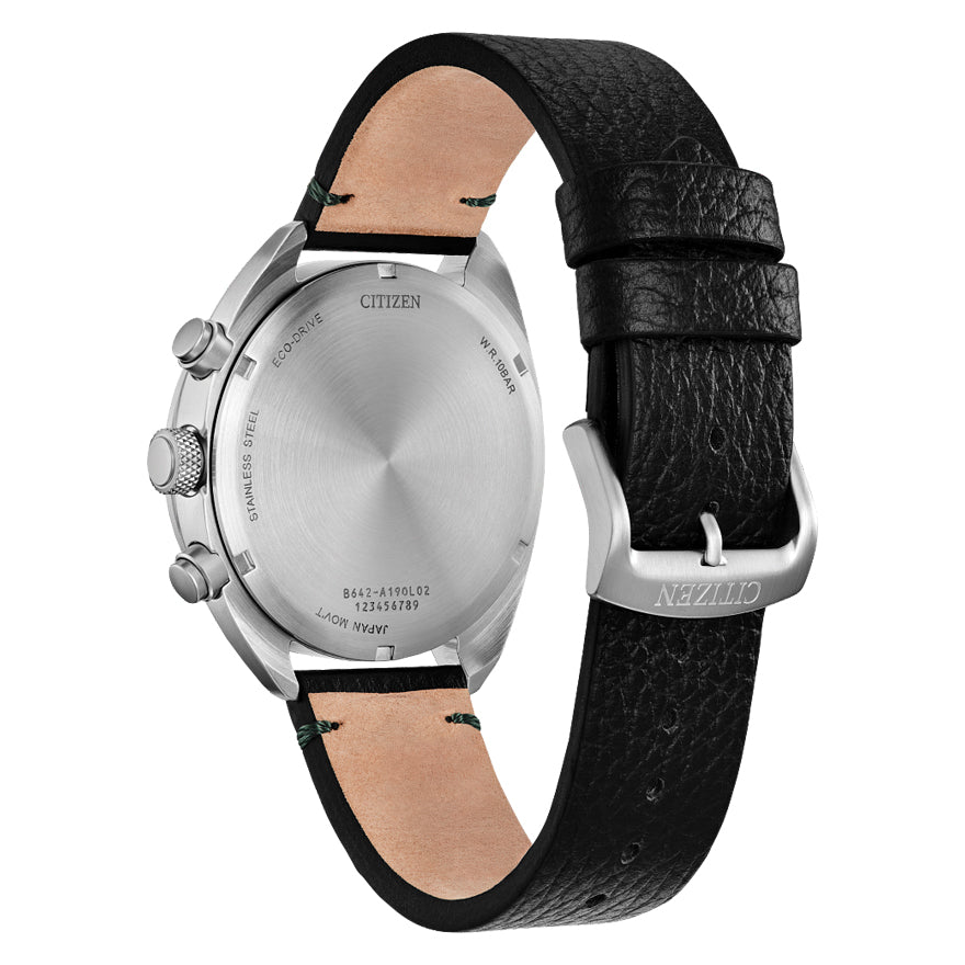 Citizen Eco-Drive Sport Casual Green Dial Leather Strap Watch | CA7041-07X