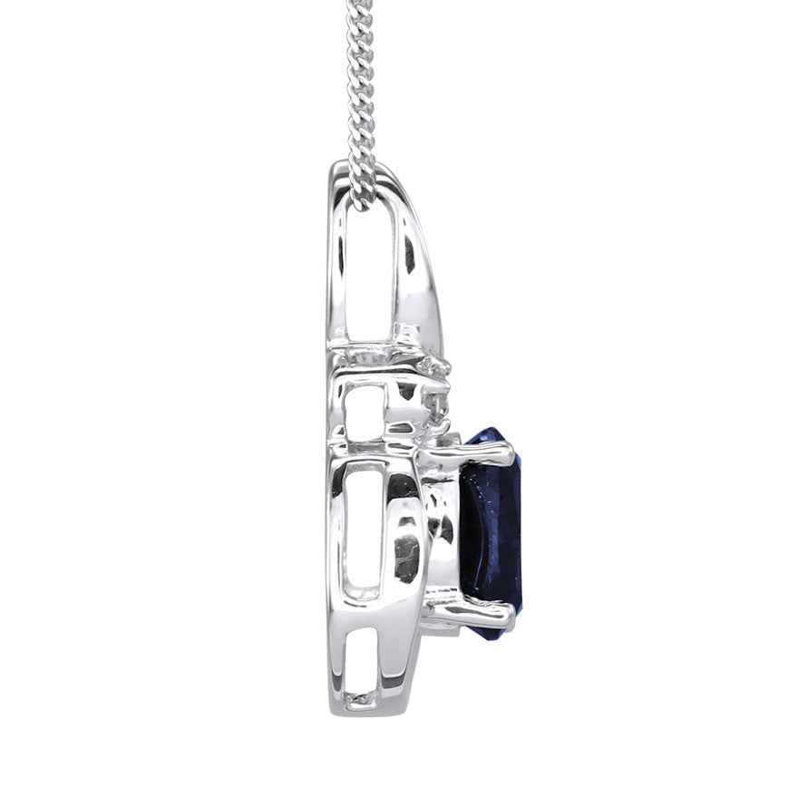 Sapphire Necklace in 10K White Gold