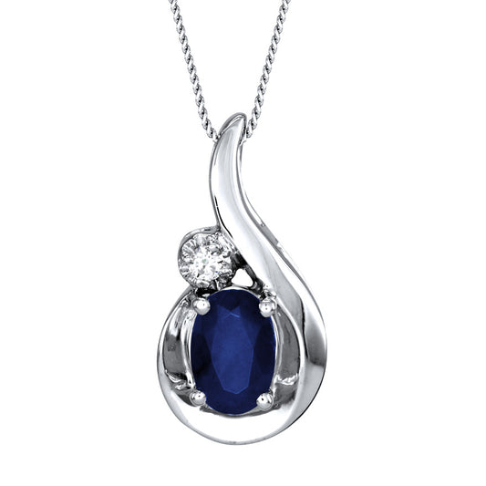 Sapphire Necklace in 10K White Gold
