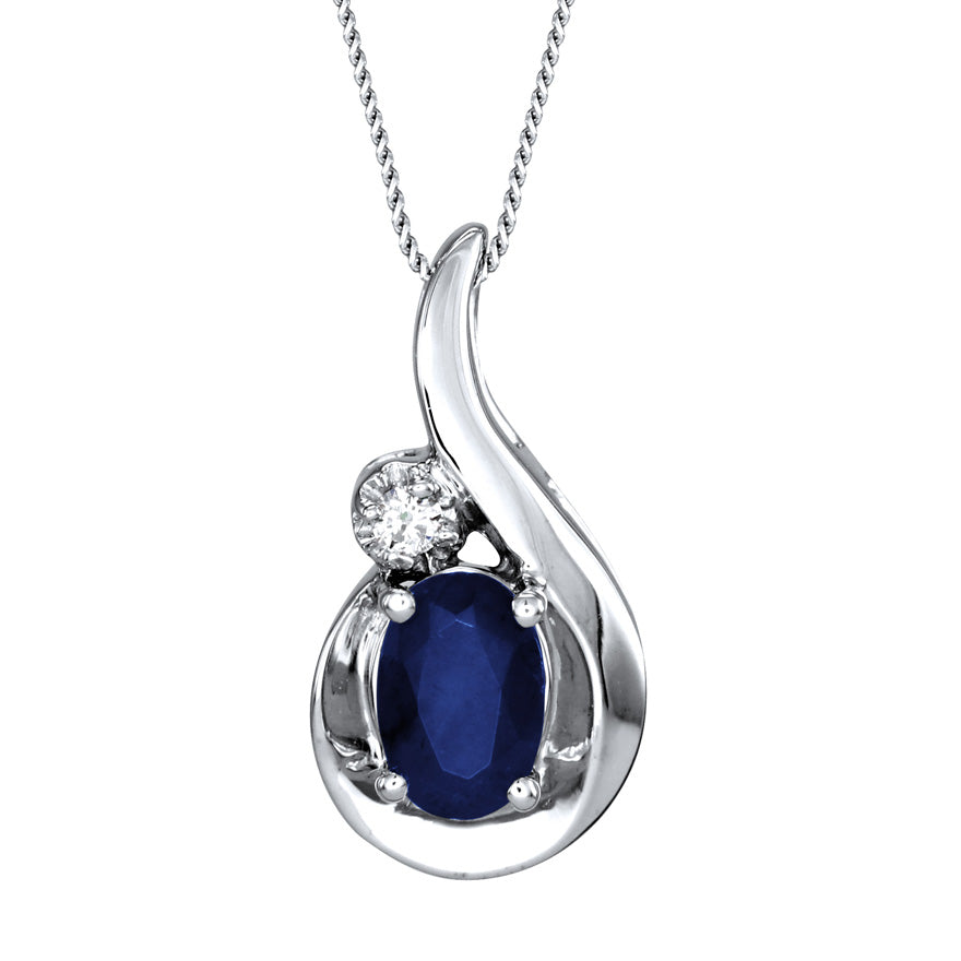 Sapphire Necklace in 10K White Gold