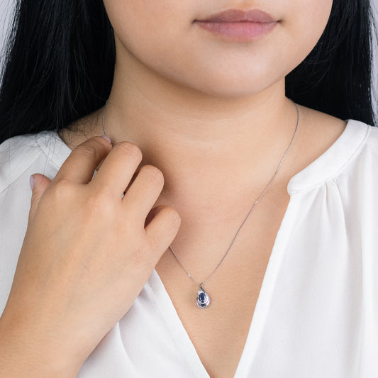 Sapphire Necklace in 10K White Gold