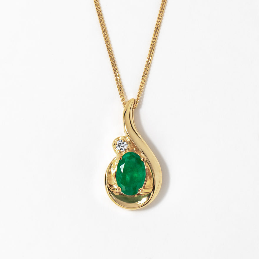 Emerald Necklace in 10K Yellow Gold