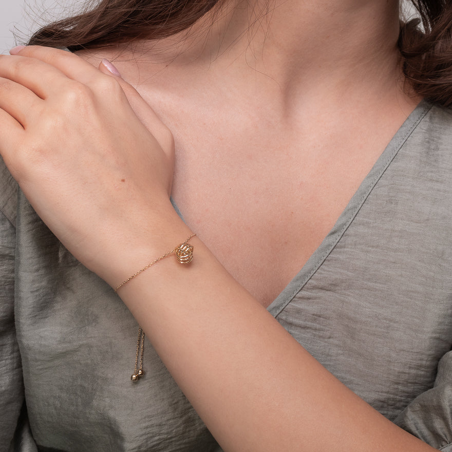 Love Knot Bolo Bracelet in 10K Yellow Gold