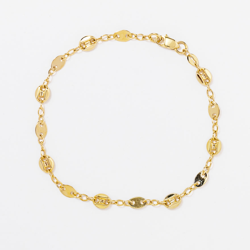 Puff Mariner Bracelet in 10K Yellow Gold