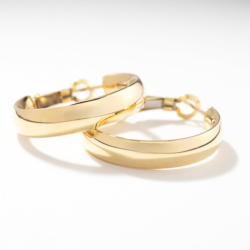 Hollow Hoop Earrings in 10K Yellow Gold