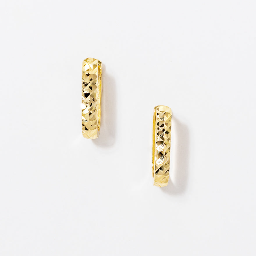 Diamond Cut Oval Huggie Earrings in 10K Yellow Gold – Ann