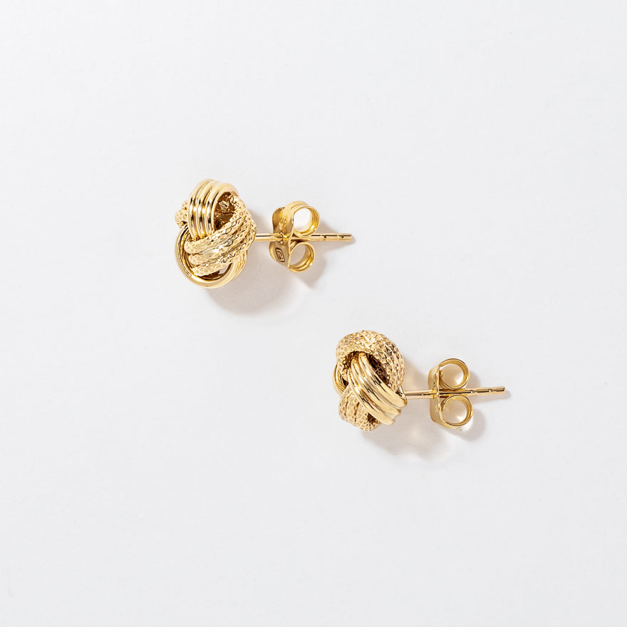 Love Knot Stud Earrings in 10K Yellow Gold