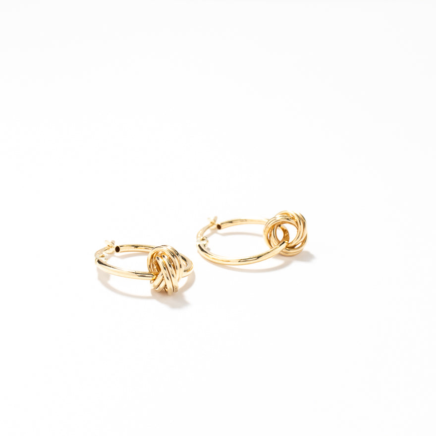 Love Knot Hoop Earrings in 10K Yellow Gold