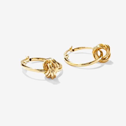 Love Knot Hoop Earrings in 10K Yellow Gold