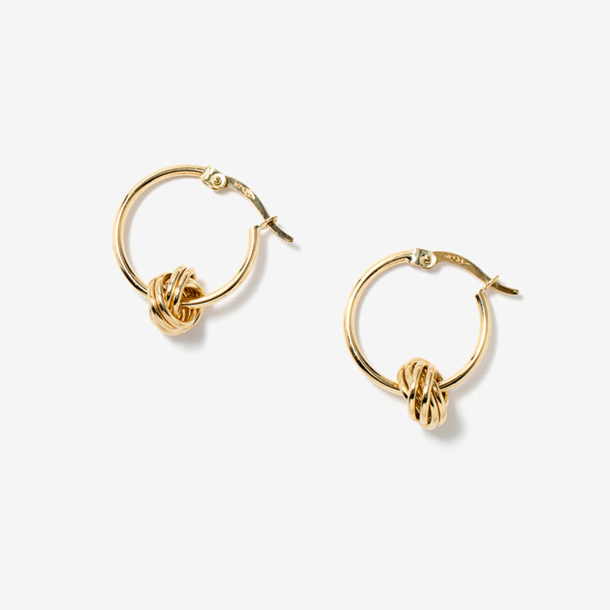 Love Knot Hoop Earrings in 10K Yellow Gold