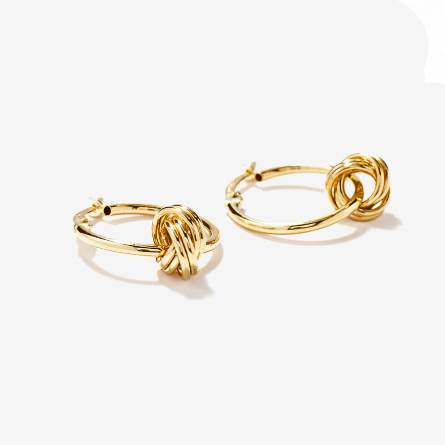 Love Knot Hoop Earrings in 10K Yellow Gold