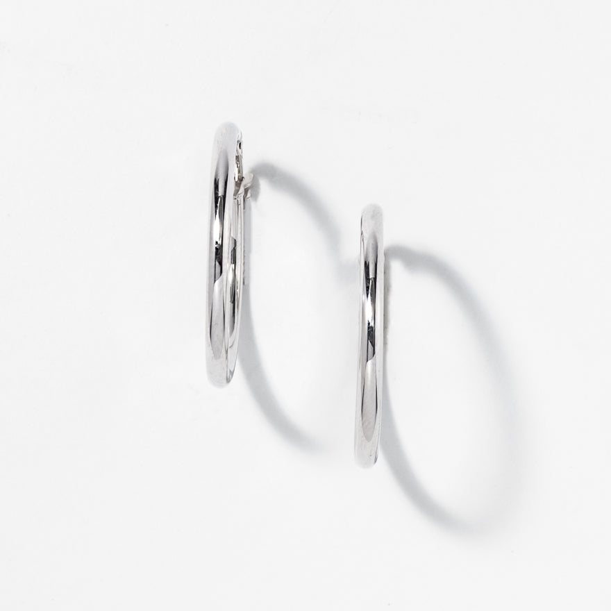 2x24mm Tube Hoop Earrings in 10K White Gold