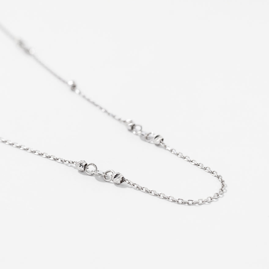 Diamond Cut Ball Necklace in 10K White Gold