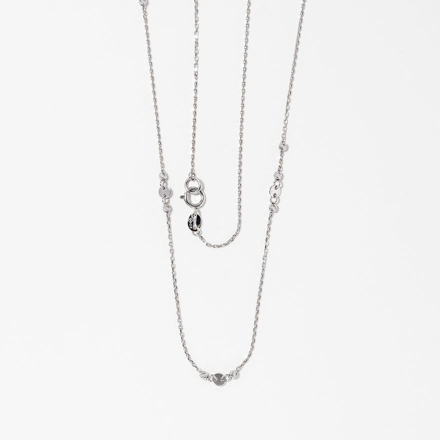 Diamond Cut Ball Necklace in 10K White Gold