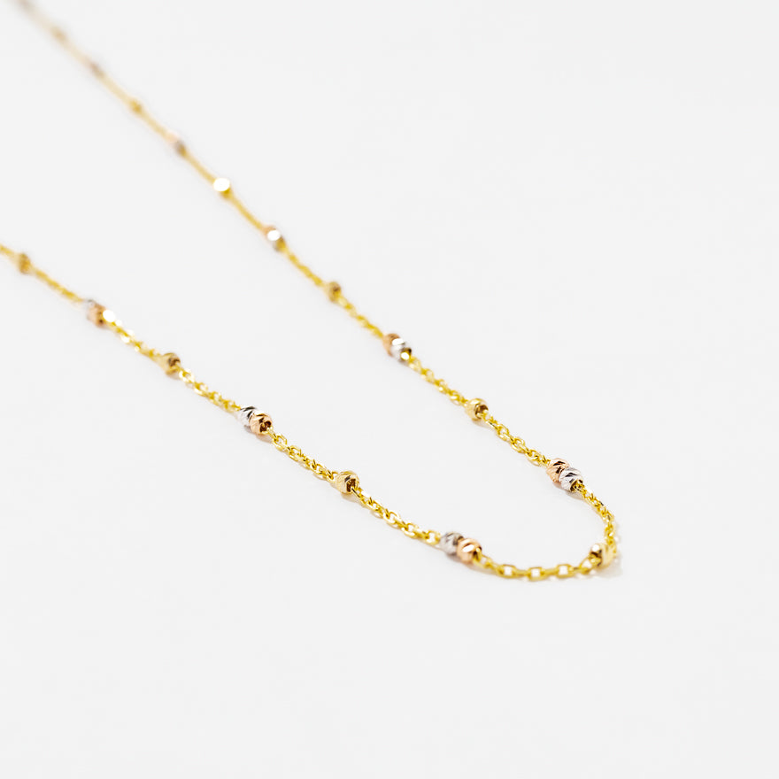 Ball Necklace in 10K Yellow White and Rose Gold