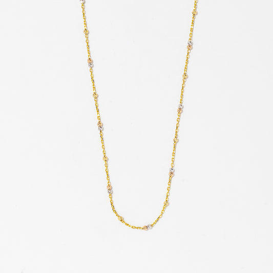 Ball Necklace in 10K Yellow White and Rose Gold