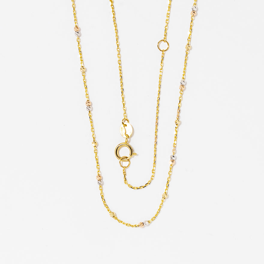 Ball Necklace in 10K Yellow White and Rose Gold