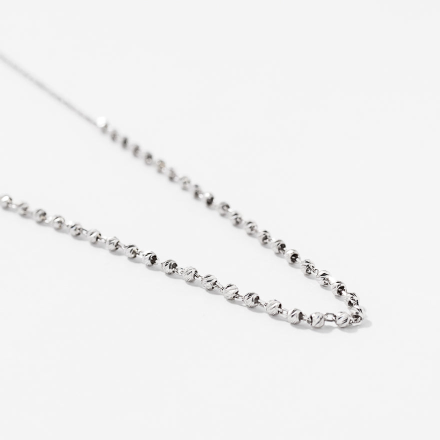 Diamond Cut Bead Necklace in 10K White Gold