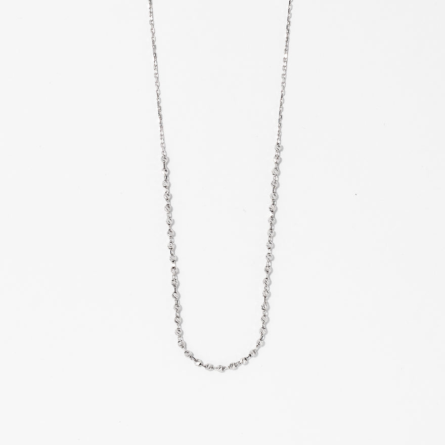 Diamond Cut Bead Necklace in 10K White Gold