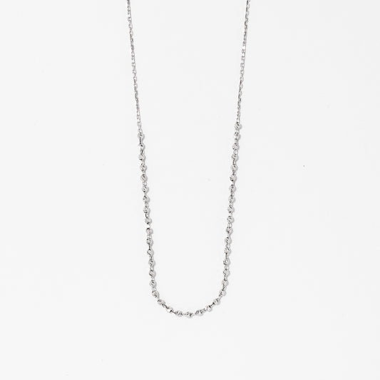 Diamond Cut Bead Necklace in 10K White Gold