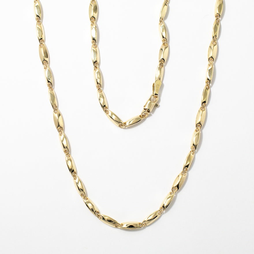 Oval Beveled Chain Necklace in 10K Yellow Gold (18.5")