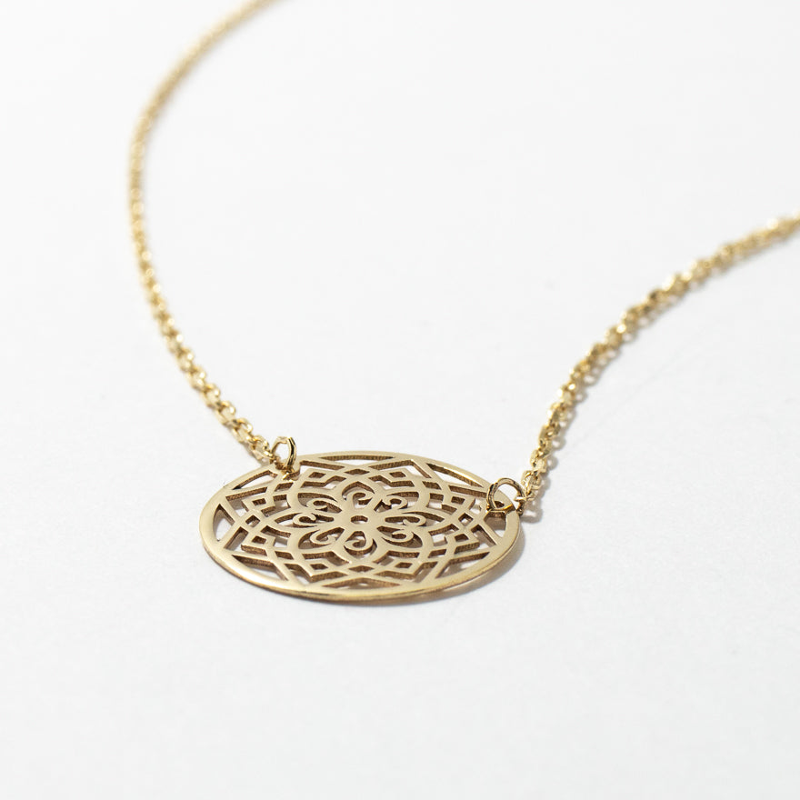 Mandala Necklace in 10K Yellow Gold