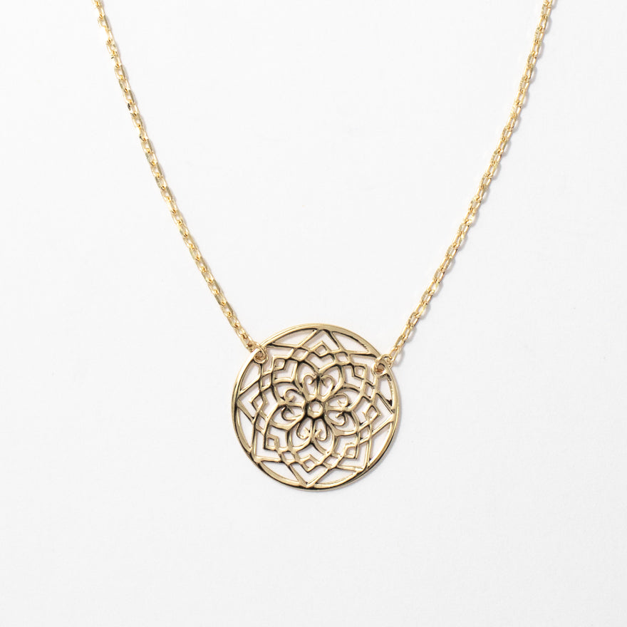 Mandala Necklace in 10K Yellow Gold