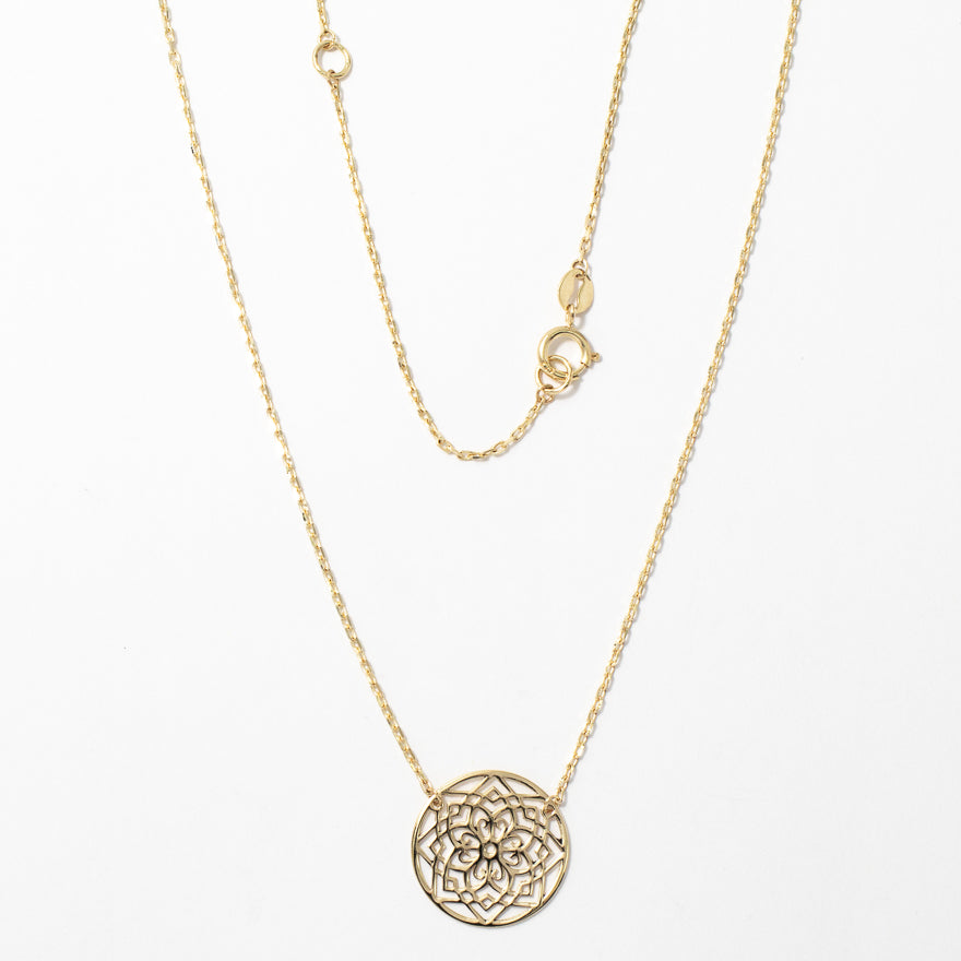 Mandala Necklace in 10K Yellow Gold