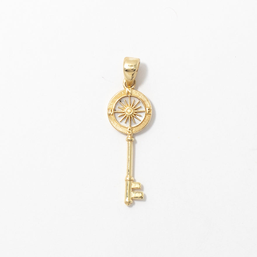 Key Compass Pendant in 10K Yellow Gold