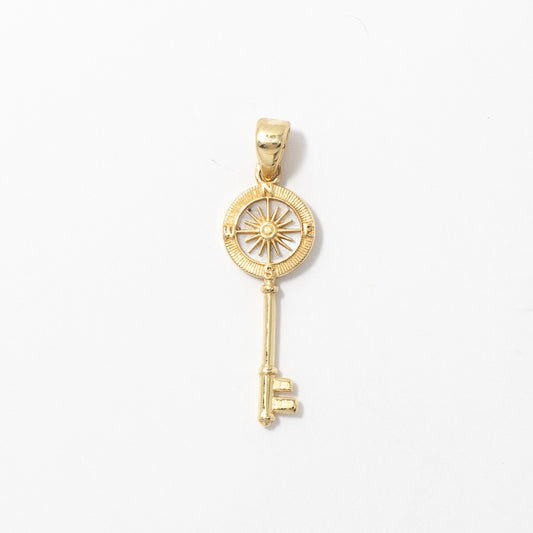 Key Compass Pendant in 10K Yellow Gold