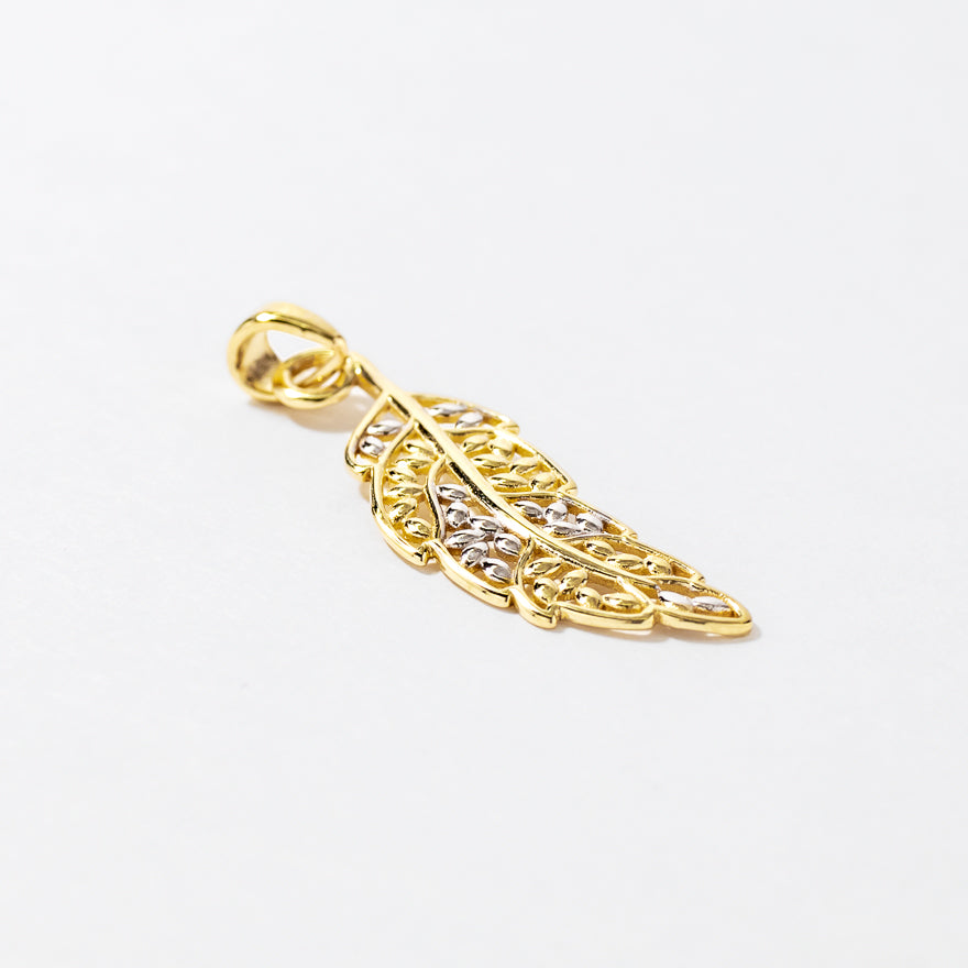 Feather Pendant in 10K Yellow Gold