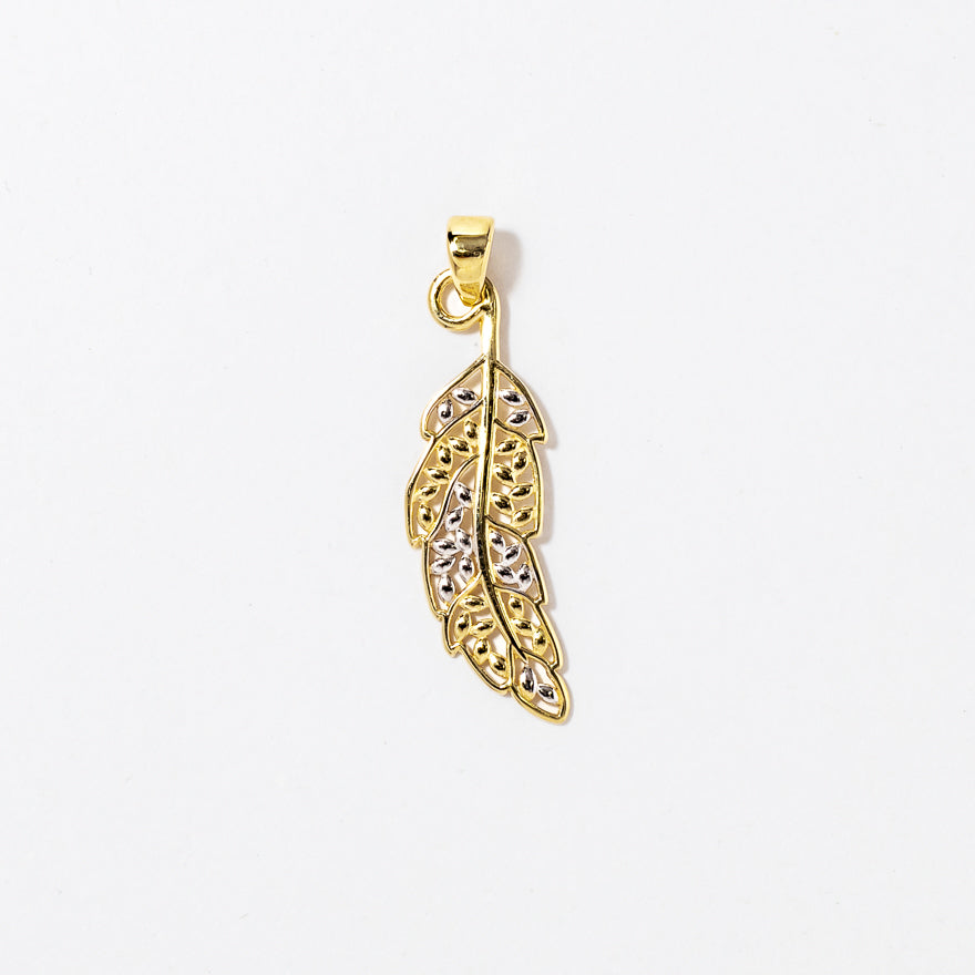 Feather Pendant in 10K Yellow Gold