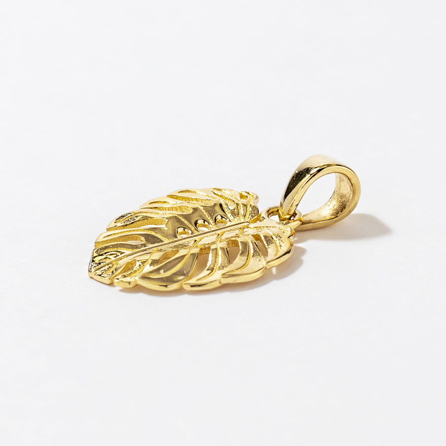 Monstera Leaf Pendant in 10K Yellow Gold